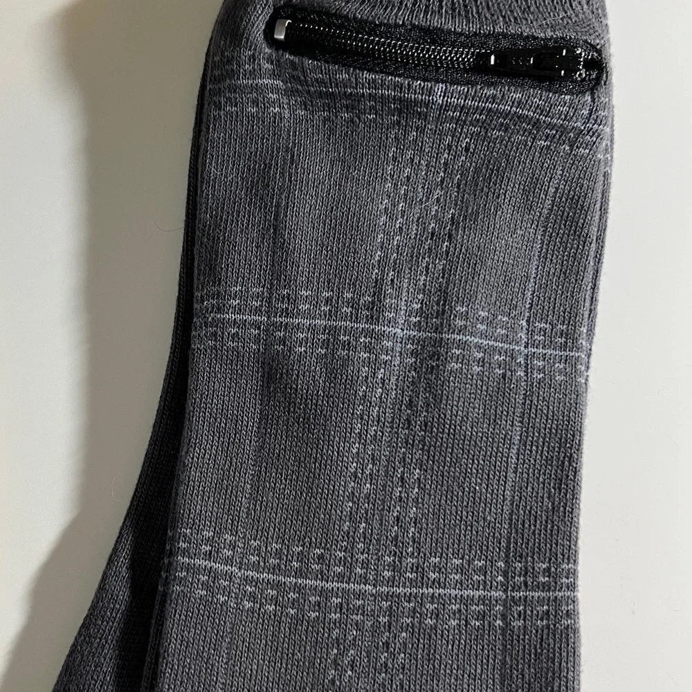 Gray Patterned Security / Proposal Socks with Hidden Zipper Pocket - NWOT